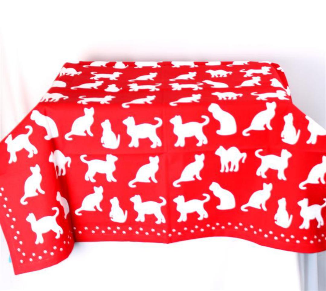 Shadow Cats table throw 100cmx100cm red Code: T/C-SH/CAT/RED CLEARANCE image 0